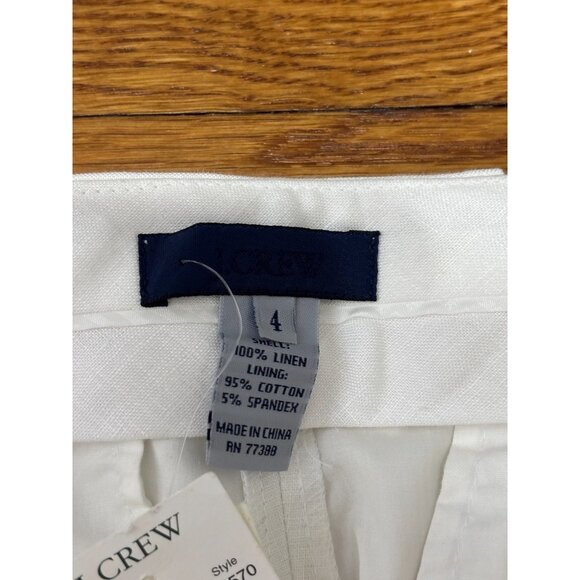 J. Crew City Fit 100% Linen Pants Women's Size 4 White Wide Leg Mid Rise $98 NWT - Picture 4 of 6